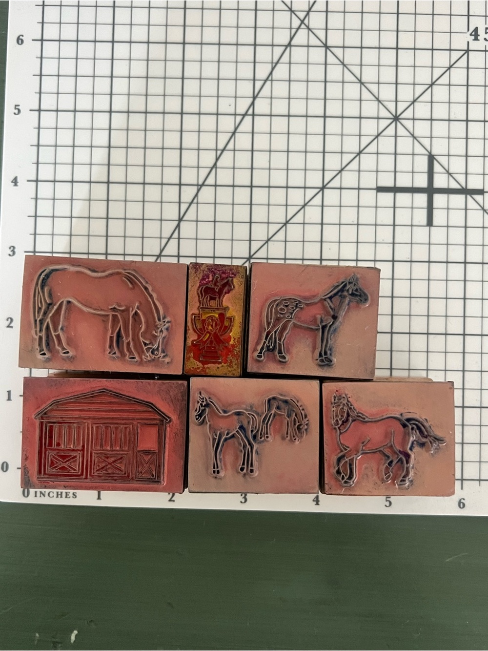 Wooden Block Horse Farm Rubber Stamps - Picture 2 of 2